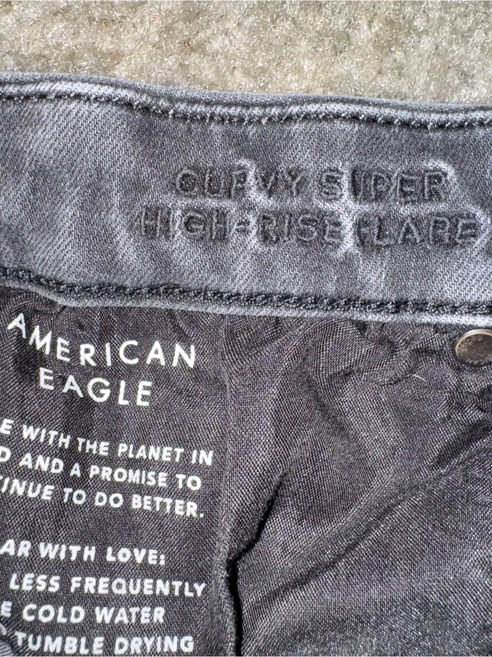 American Eagle black high-rise Flare leg jeans size 14 - Picture 5 of 12